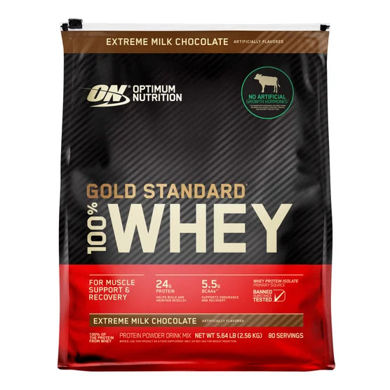 Optimum Nutrition Gold Standard 100% Whey Protein Powder, Extreme Milk Chocolate, 5.64 lbs
