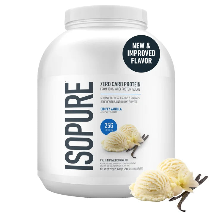 Isopure Zero Carb Whey Protein Powder, Simply Vanilla, 3.4 lbs