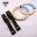 Birch Wood Gymnastics Rings Set with Scaled Straps