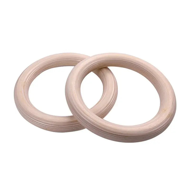Wooden Gymnastic Rings with Numbered Straps